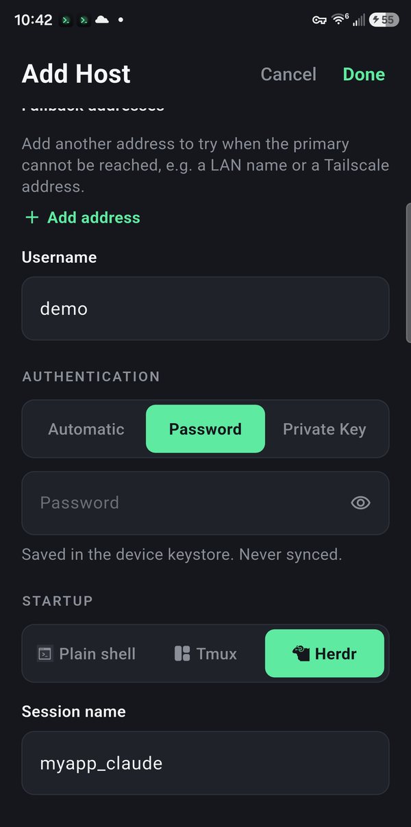 Startup set to Herdr with session name myapp_claude