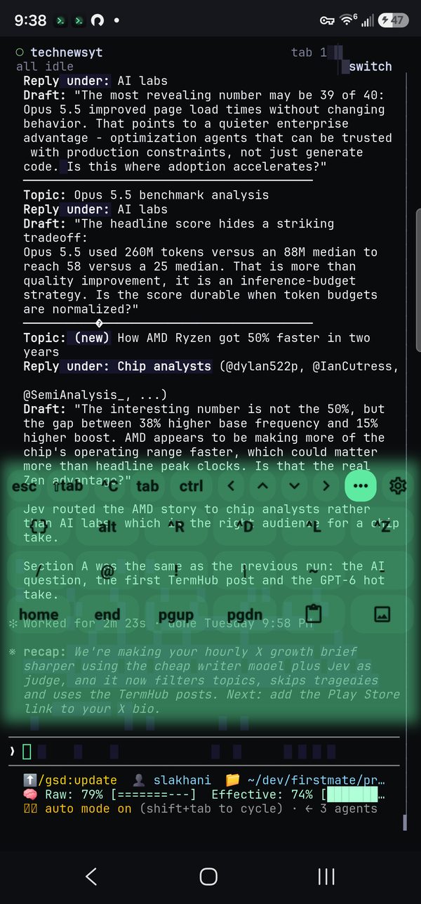 The keys panel open in place of the letters, with alt, control combos, symbols, navigation keys, paste, and image.